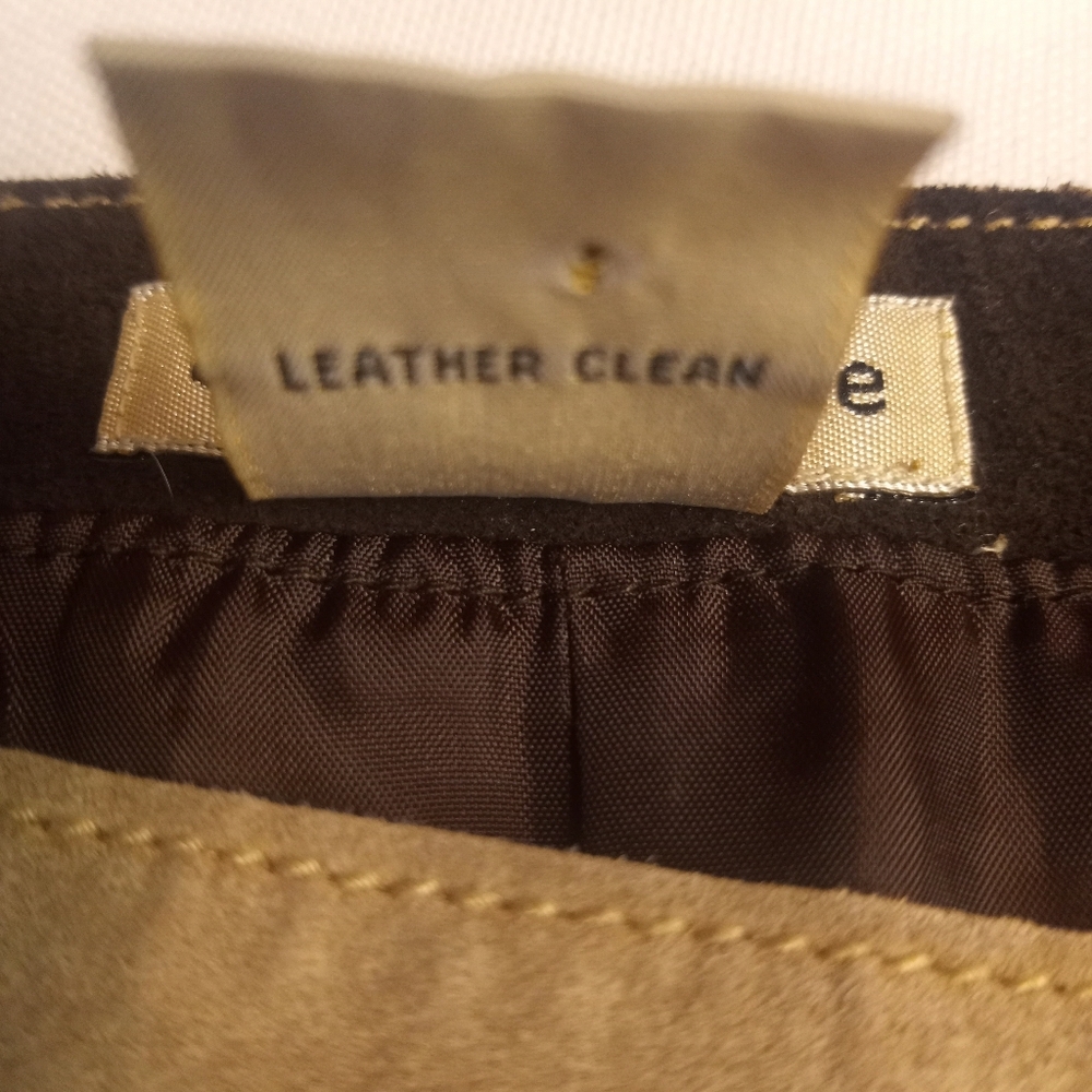 Apostrophe Leather Suede Patchwork Retro 70s Style Tan Brown Hippie Boho Skirt 8 - Picture 10 of 13